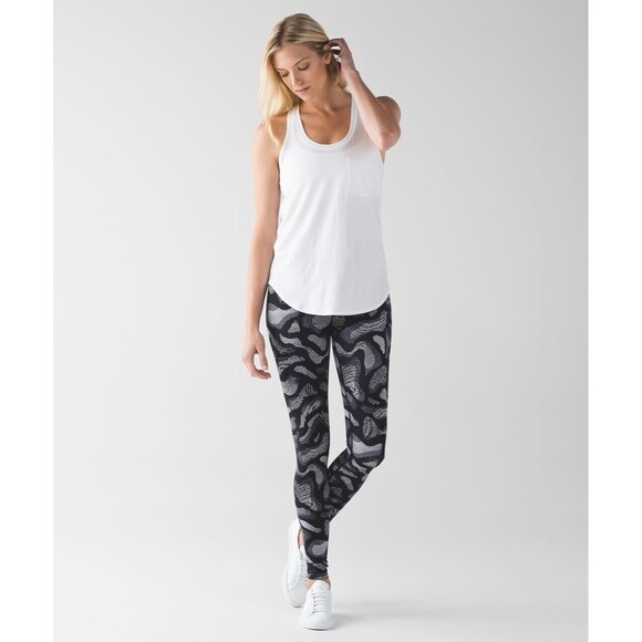 Lululemon Womens Leggings Warp Ice Grey Black Wunder Under Pant Pull On Size 6 - Picture 1 of 10